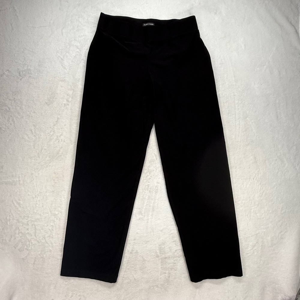 Eileen Fisher‎ Knit Pants Cropped Stretch Pull On Black Size M